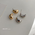Minimalist Modern Metal Oval C Shape Bean Stud Earrings Korean Style Silver Needle Jewelry view 1