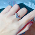 Fashion Light Luxury White Gold Plated V Shape Marquise Zircon Ring, Simulated Diamond Bridal Ring view 4