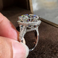 Classic Eight Hearts Eight Arrows Wedding Ring Full Zircon Platinum Plated Bridal Finger Ring view 3