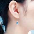 Elegant Blue Topaz Look Zircon Dangle Earrings For Women Sparkling Ear Hook view 4