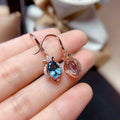 Elegant Blue Topaz Look Zircon Dangle Earrings For Women Sparkling Ear Hook view 3