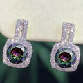 Korean Simple Round Zircon Small Sugar Cube Stud Earrings, Trendy Minimalist Ear Jewelry view 8