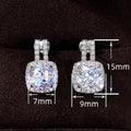 Korean Simple Round Zircon Small Sugar Cube Stud Earrings, Trendy Minimalist Ear Jewelry view 4