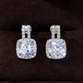 Korean Simple Round Zircon Small Sugar Cube Stud Earrings, Trendy Minimalist Ear Jewelry view 5