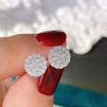 Round Full Zircon Stud Earrings For Women Sweet Sparkling Student Fashion Ear Jewelry view 2