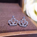 Korean Japanese Style Cute Mini Zircon Crown Stud Earrings Simple Student Ear Jewelry view 3