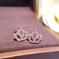Korean Japanese Style Cute Mini Zircon Crown Stud Earrings Simple Student Ear Jewelry view 6