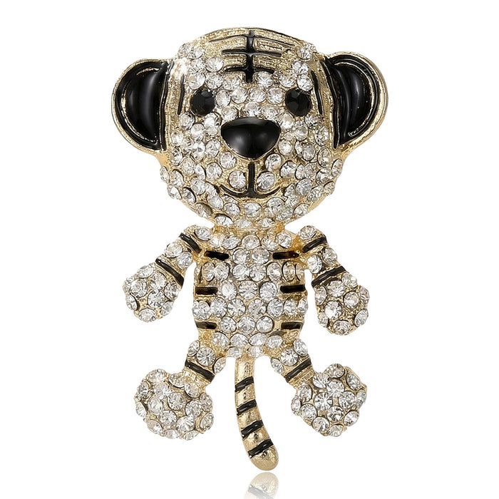 Alloy Rhinestone Tiger Brooch For Mens Coats And Suits