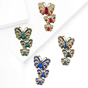 Alloy Rhinestone Butterfly Brooch Pin For Vintage Coat Suit Accessories