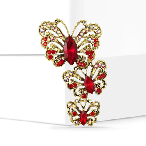 Alloy Rhinestone Butterfly Brooch Pin For Vintage Coat Suit Accessories