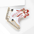 Alloy Enamel Ice Skate Christmas Brooch With Red Bow Detail view 3