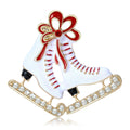 Alloy Enamel Ice Skate Christmas Brooch With Red Bow Detail view 1