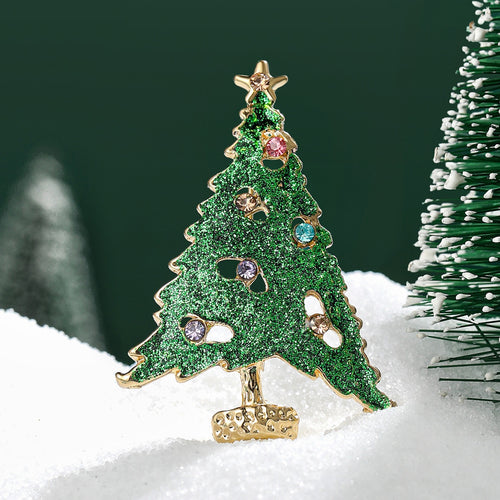 Alloy Enamel Christmas Tree Brooch Pin For Holiday Gifts
