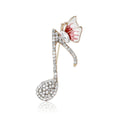 Creative Alloy Rhinestone Wing Music Note Brooch For Womens Clothing view 5