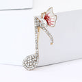 Creative Alloy Rhinestone Wing Music Note Brooch For Womens Clothing view 2