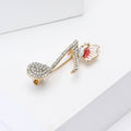 Creative Alloy Rhinestone Wing Music Note Brooch For Womens Clothing view 3