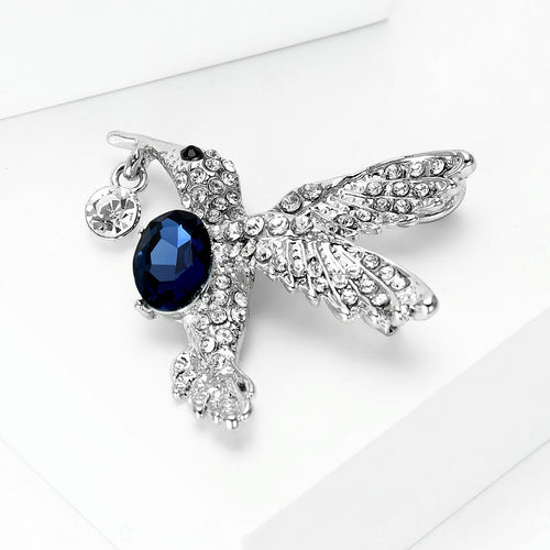 Alloy Crystal Hummingbird Brooch Pin For Fashion Animal Lapel Decor