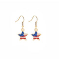 Elegant Enamel American Flag Heart Star Umbrella Hot Air Balloon Pearl Dangle Alloy Hook Earrings view 4