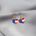 Elegant Enamel American Flag Heart Star Umbrella Hot Air Balloon Pearl Dangle Alloy Hook Earrings view 2