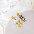Sweet Asymmetric Pink Bow Rabbit Cloud Bear Heart Enamel Alloy Long Drop Stud Womens Earrings view 4
