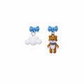 Sweet Asymmetric Pink Bow Rabbit Cloud Bear Heart Enamel Alloy Long Drop Stud Womens Earrings view 5