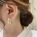 Vintage Zinc Alloy Double Layer C Shape Hoop Earrings With Velvet Chain Korean Geometric Style view 4