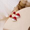 Cute Enamel Alloy Split Color Heart And Star Dangle Studs For Women Girls Fashion Earrings view 3