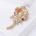 Alloy Rhinestone Rose Brooch Pin For Elegant Shawls And Coats view 3