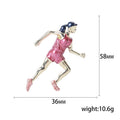 Alloy Enamel Running Girl Brooch Pin For Sports Apparel view 5