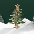 Alloy Enamel Christmas Tree Brooch Pin With Rhinestone Decoration – White view 1