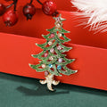 Alloy Enamel Christmas Tree Brooch Pin With Rhinestone Decoration – White view 4