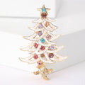 Alloy Enamel Christmas Tree Brooch Pin With Rhinestone Decoration – White view 6