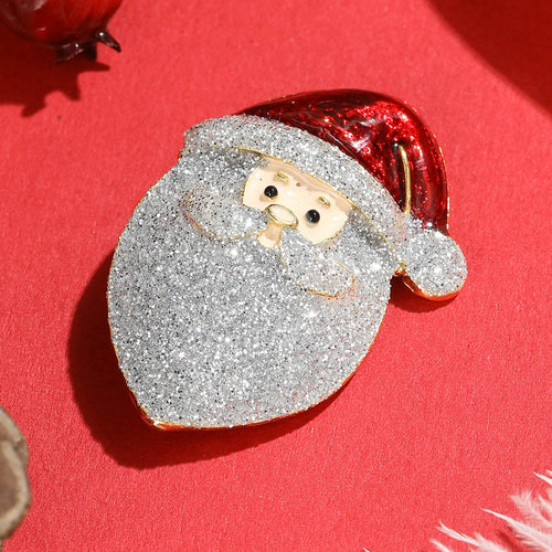 Alloy Enamel Glitter Santa Brooch Pin For Christmas Clothing Decoration