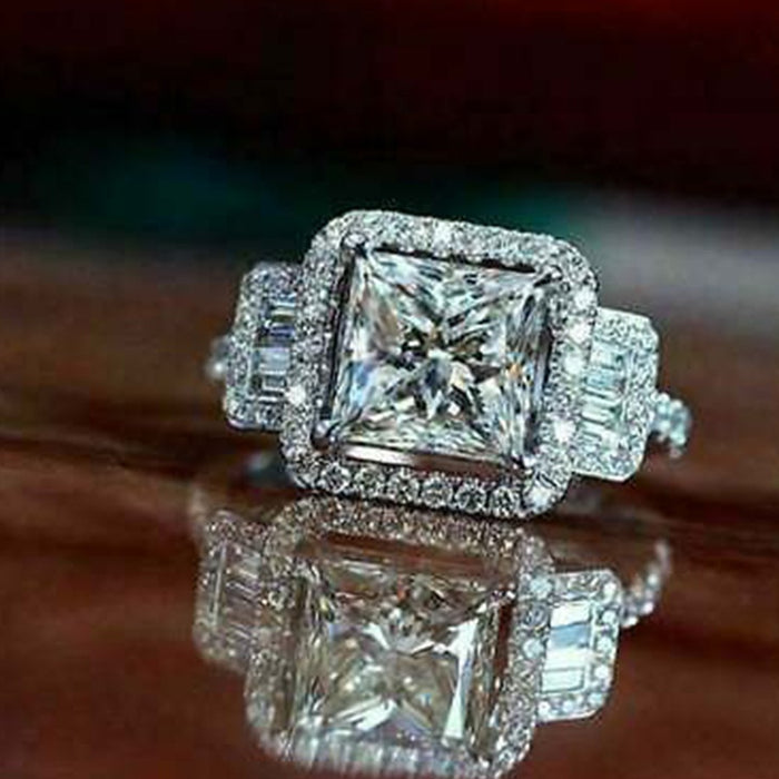Luxury Square Cut Zircon Ring For Women European Middle East Style Fashion Jewelry