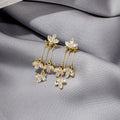 Elegant Zircon Maple Leaf Tassel Stud Earrings For Women Luxury Gold Alloy Crystal Dangle Drop Earrings view 3