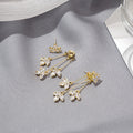 Elegant Zircon Maple Leaf Tassel Stud Earrings For Women Luxury Gold Alloy Crystal Dangle Drop Earrings view 4