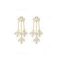 Elegant Zircon Maple Leaf Tassel Stud Earrings For Women Luxury Gold Alloy Crystal Dangle Drop Earrings view 5