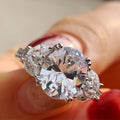 Simple Plant Leaf Ring With Zircon Inlaid Copper, Platinum Color Women's Finger Jewelry view 1