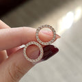 Korean Minimalist Hollow Circle Zircon Stud Earrings, Full Rhinestone Fashion Ear Jewelry view 7
