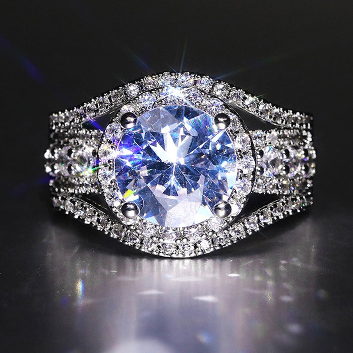 Elegant Women's Zircon Ring Fashion Business Celebration Finger Jewelry