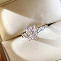 Women's Square Pink Zircon Ring, Sweet Romantic Bridal Wedding Band Fashion Jewelry view 2