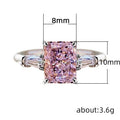 Women's Square Pink Zircon Ring, Sweet Romantic Bridal Wedding Band Fashion Jewelry view 4