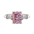 Women's Square Pink Zircon Ring, Sweet Romantic Bridal Wedding Band Fashion Jewelry view 5