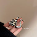 Square Faux Leather Letter Drop Earrings With Silver Needles Retro Korean OL Style view 4