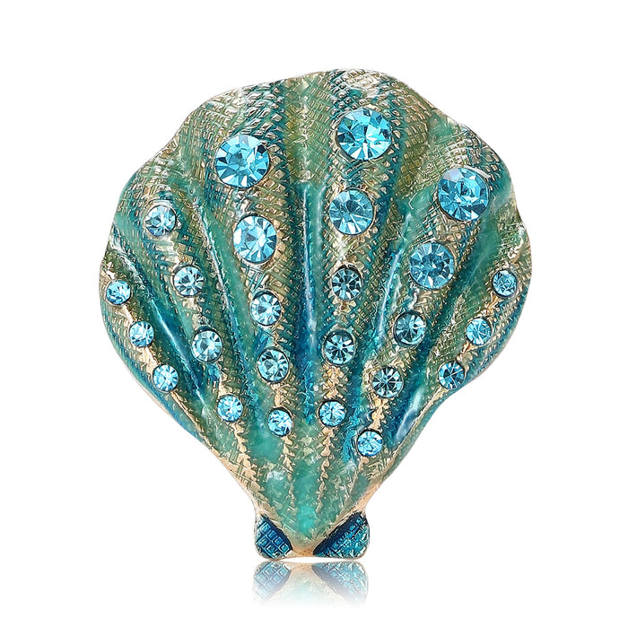 Alloy Enamel Rhinestone Shell Brooch Pin For Sweet Women Accessories