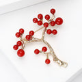 Alloy Holly Berry Plant Brooch For Coat Lapel And Shawl Fastening view 3