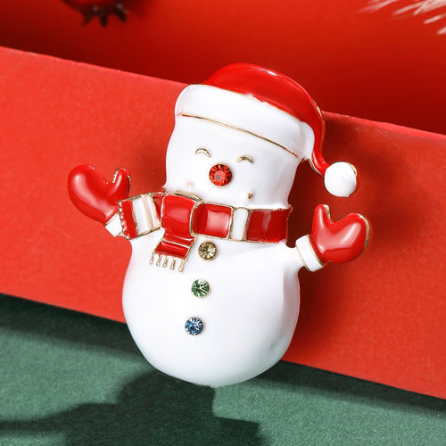 Alloy Enamel Christmas Snowman Brooch Pin For Holiday Apparel