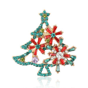 Alloy Rhinestone Christmas Tree Brooch Pin For Suits And Coats