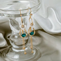 Luxury Blue Crystal Teardrop And White Flower Rhinestone Alloy Long Tassel Drop Dangle Earrings view 3
