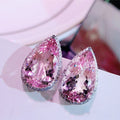 European American Sweet Pear Teardrop Pink Zircon Stud Earrings For Women, Valentine Gift Jewelry view 1